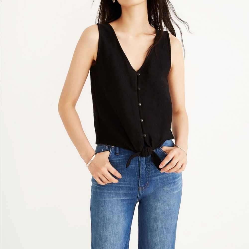 Madewell Black Sleeveless Tie Front Tank XS